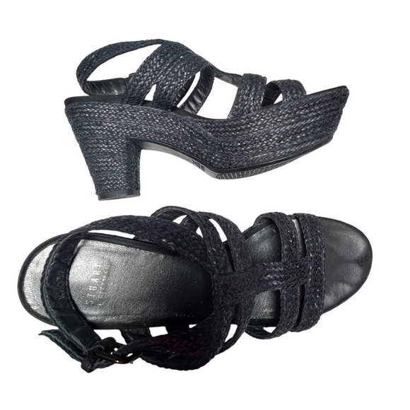 Stuart Weitzman Alex Navy‎ Woven Platform Sandals Women's Size 10 - Picture 3 of 13